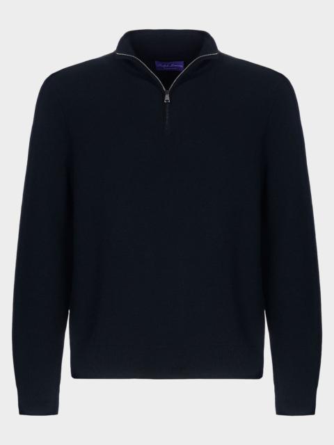 Ralph Lauren Piqué-Knit Wool Quarter-Zip Sweater