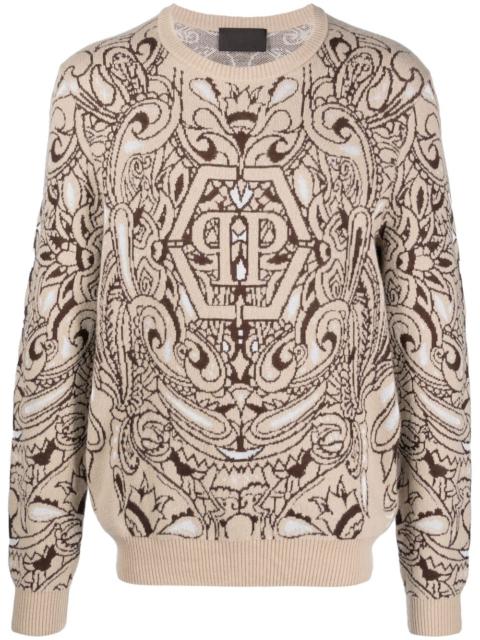 PHILIPP PLEIN paisley-print cashmere-silk jumper