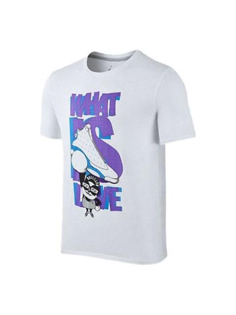 Jordan Air Jordan 13 Rerto Printing Sports Round Neck Pullover Short Sleeve White 848897-100