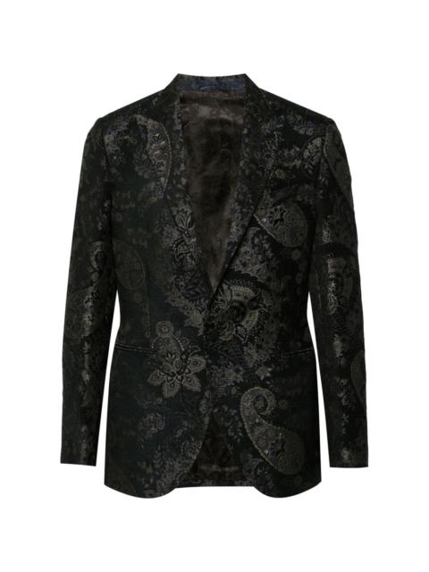 floral-jacquard single-breasted blazer