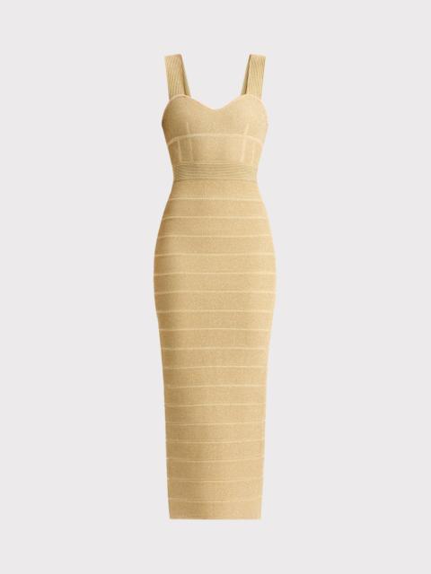 HERVE LEGER TEXTURED LUREX SWEETHEART GOWN