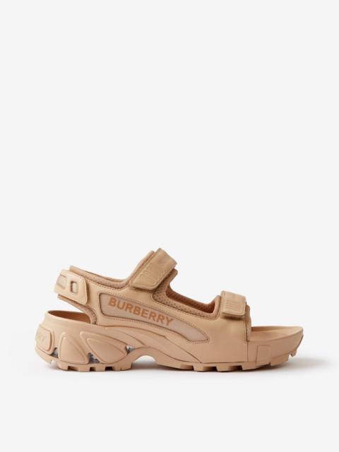 Burberry Logo Print Leather and Nylon Arthur Sandals