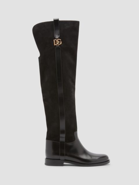 Dolce & Gabbana Women's Equestrian Suede & Leather Boots - Nero
