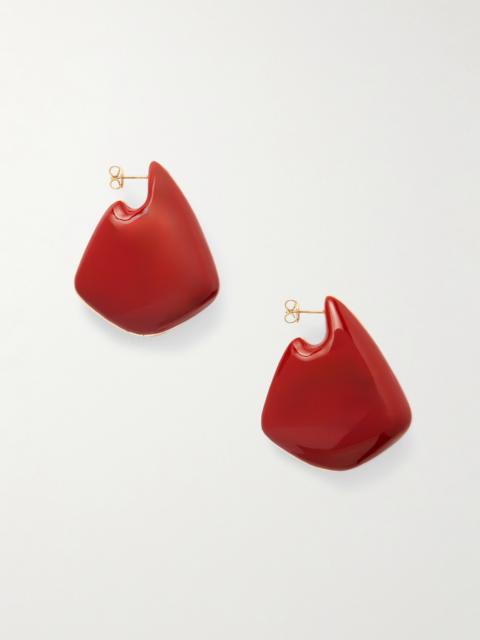 Bottega Veneta Large Fin Gold Vermeil And Enamel Earrings