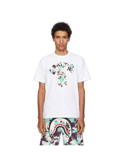 A BATHING APE® White Map Camo College Milo T-shirt