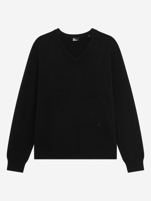 The Kooples BLACK CASHMERE V-NECK SWEATER
