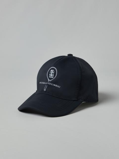 Lightweight techno fabric cap with tennis print
