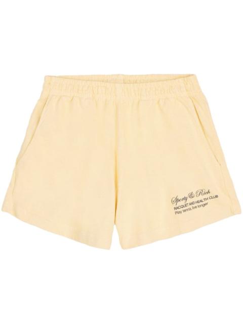 Sporty & Rich logo-print cotton track shorts
