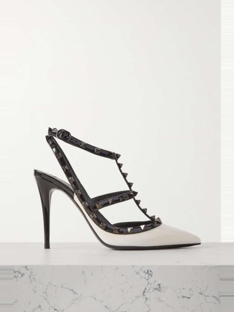 Rockstud 100 two-tone patent-leather pumps