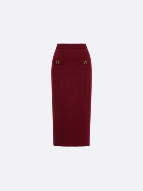 Alessandra Rich MERINO WOOL LACE-KNIT MIDI SKIRT