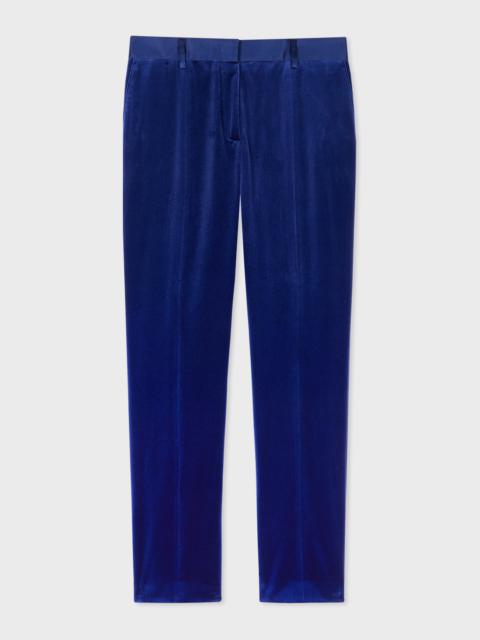 Women's Slim-Fit Dark Blue Velvet Trousers