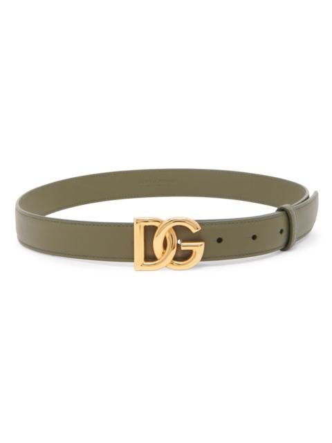Dolce & Gabbana Women's DG Logo 25MM Leather Belt - Verde Militare