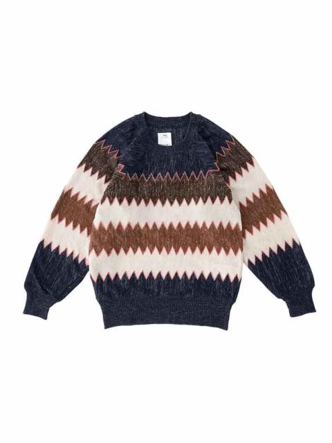 visvim CREW KNIT W ZIG-ZAG NAVY