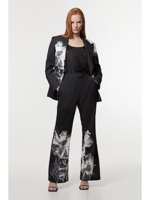 KAREN MILLEN Tailored Crepe Placed Floral Wide Leg Trouser