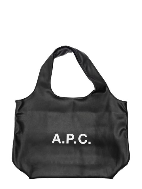 A.P.C. A.P.C. 'Ninon' Black Shoulder Bag With Two Top Handles And Logo Lettering On The Front In Ecoleather