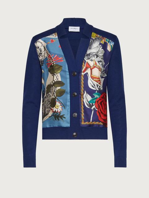 FERRAGAMO CARDIGAN WITH SILK INLAYS