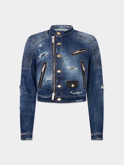 DSQUARED2 MEDIUM BROKEN BIKER JEAN JACKET