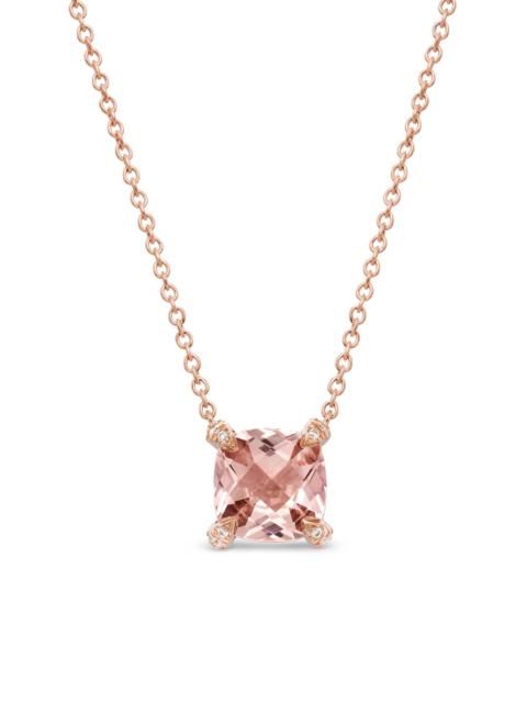 DAVID YURMAN Women's Petite Chatelaine Pendant Necklace in 18K Rose Gold with Morganite and Diamonds, 7mm - Morga