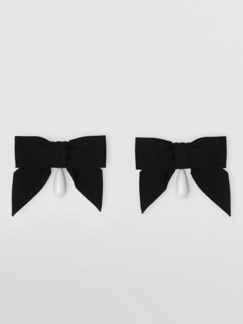 Burberry Resin Pearl Detail Oversized Bow Earrings