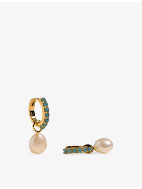 ASTRID & MIYU Opal Pearl Charm 18ct Gold-Plated Sterling Silver Huggies