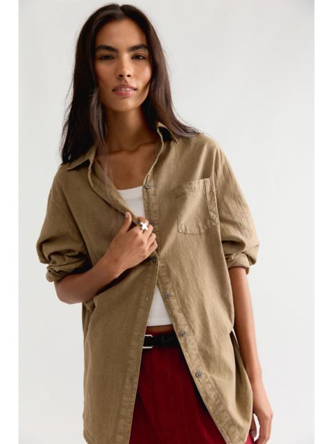 FREE PEOPLE Sabine Striped Linen Button Down Top