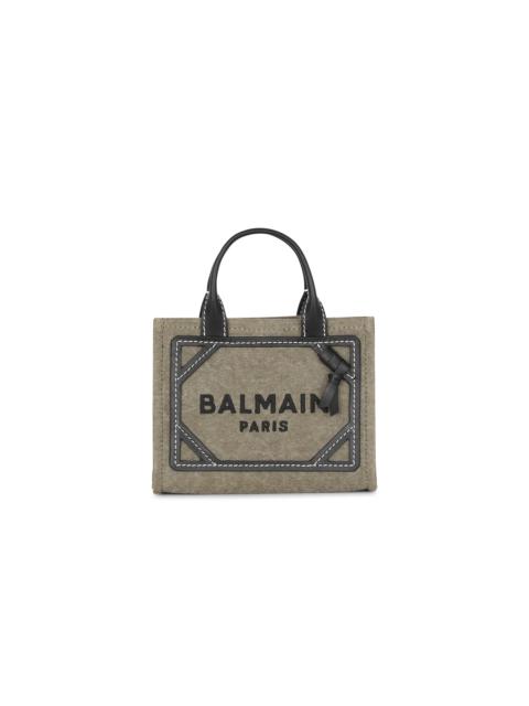 Balmain B-Army mini canvas shopping bag with leather inserts