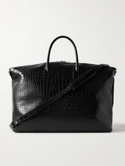 SAINT LAURENT Giant Croc-Effect Leather Weekend Bag