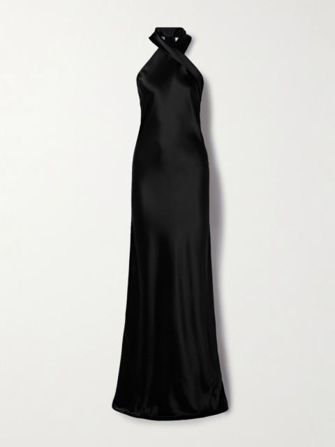 GALVAN Pandora satin gown Black
