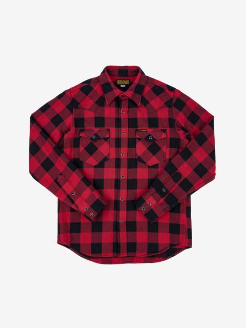 IHSH-232-RED Ultra Heavy Flannel Buffalo Check Western Shirt - Red/Black