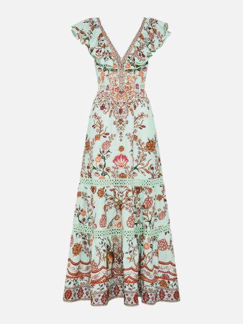 CAMILLA TIERED DRESS WITH NECK FRILL