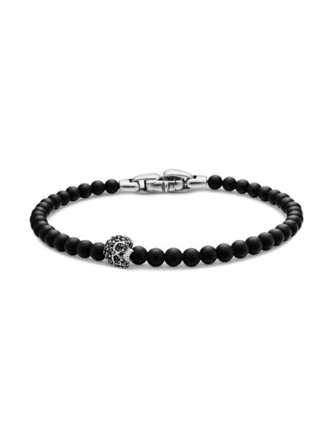 DAVID YURMAN Men's Memento Mori Skull Station Bracelet in Sterling Silver - Black Diamond