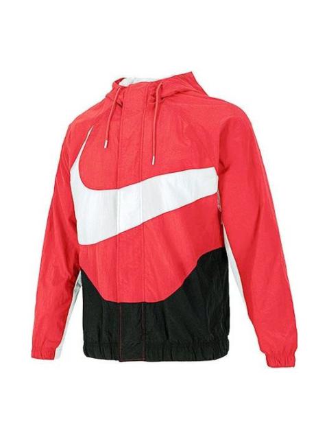 Nike Sportswear Swoosh Contrasting Colors Large Logo hooded Woven Jacket Red DD5968-657