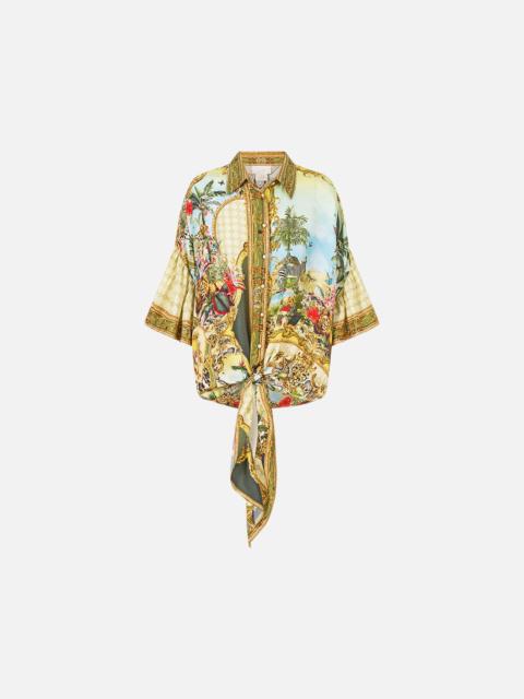 CAMILLA TIE FRONT SHIRT WITH SLEEVE FRILL WANDERLUST EMPIRE