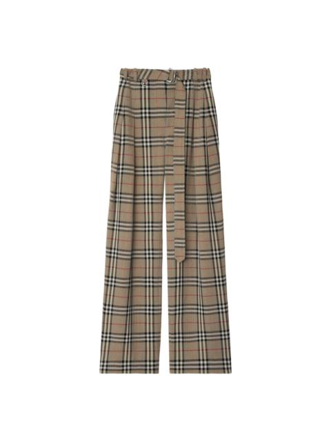 checked belted trousers