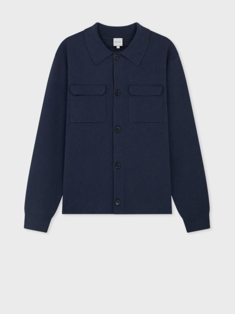 Paul Smith Navy Merino-Cotton Patch-Pocket Cardigan