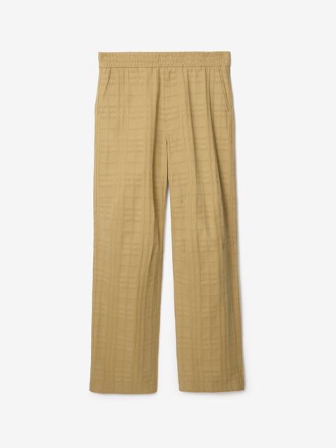 Textured Check Cotton Trousers