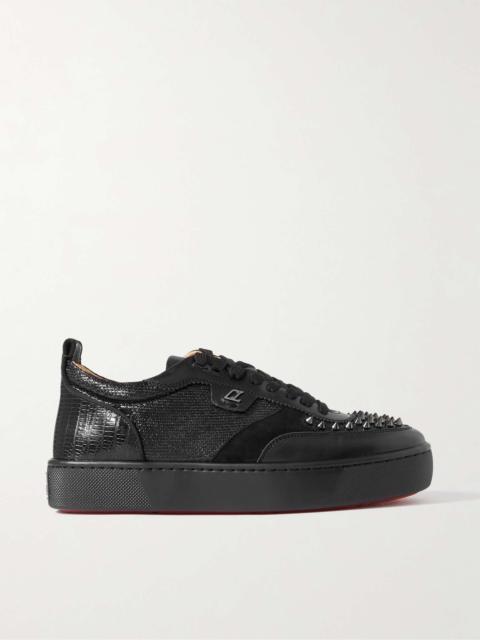 Happrui Spikes Suede and Leather-Trimmed Mesh Sneakers