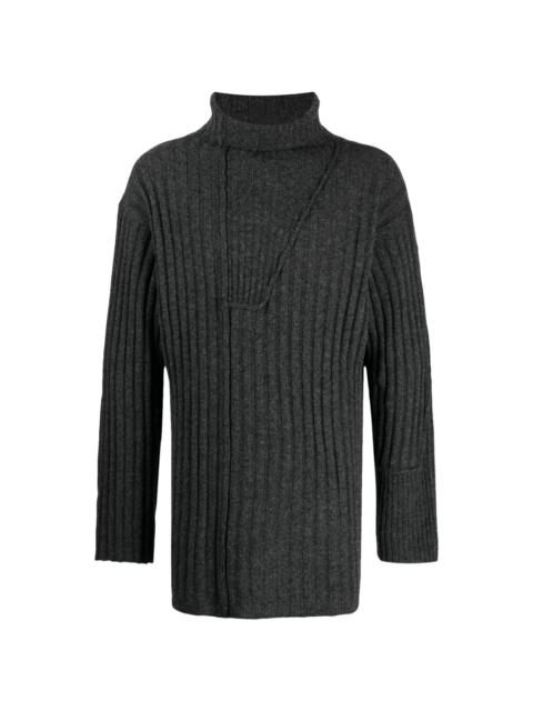 ribbed-knit roll-neck jumper