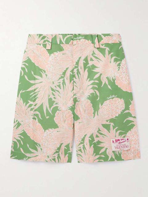 Valentino + Sun Surf Printed Cotton-Poplin Bermuda Shorts