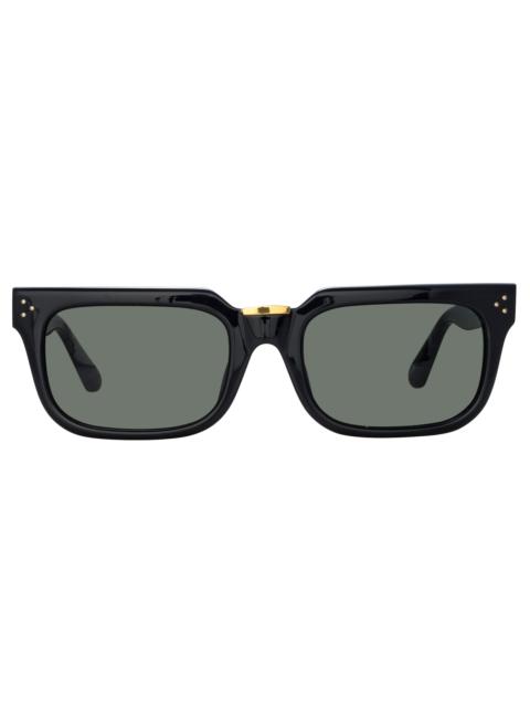 LINDA FARROW MEN'S YOAN ANGULAR SUNGLASSES IN BLACK
