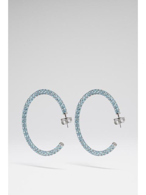 Amina Muaddi CAMERON HOOP LARGE AQUAMARINE CRYSTALS AND SILVER BASE