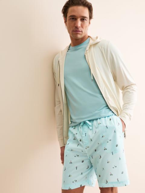 Derek Rose Ledbury Cotton Batiste Lounge Shorts Blue Stripe