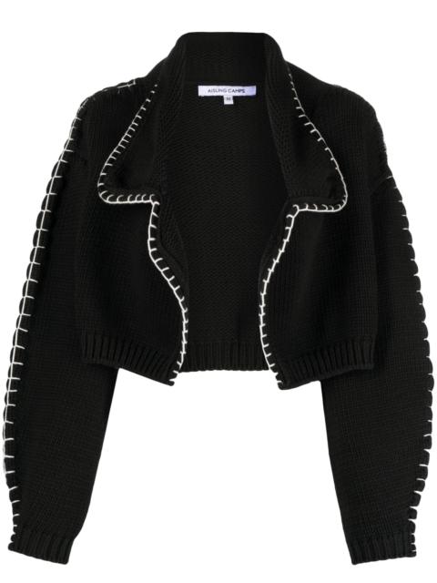 AISLING CAMPS Black Whipstitch Cropped Cardigan