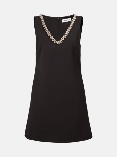self-portrait Crystal-embellished crêpe minidress