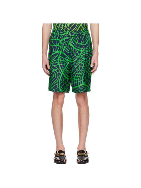 Moschino Navy & Green Wave Shorts