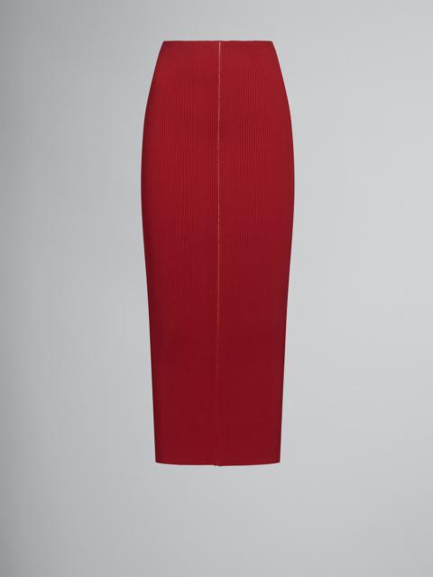 Marni RED RIBBED SHEATH SKIRT