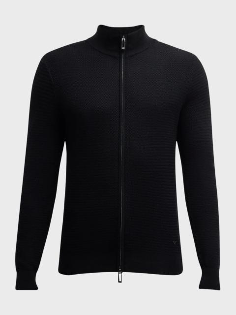 Men's Textured Full-Zip Sweater