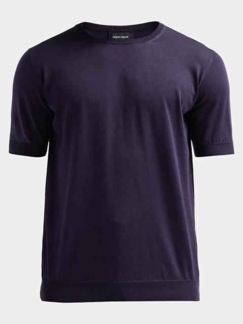 GIORGIO ARMANI Men's Silk and Cotton Crewneck T-Shirt