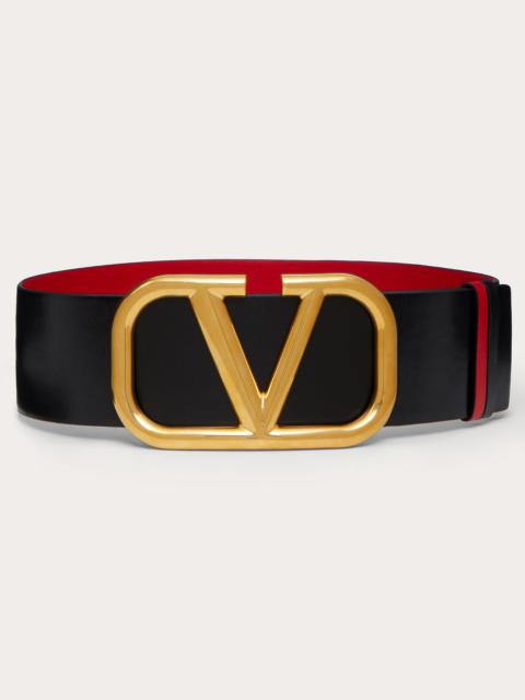 Valentino REVERSIBLE VLOGO SIGNATURE BELT IN Shiny CALFSKIN 70 MM