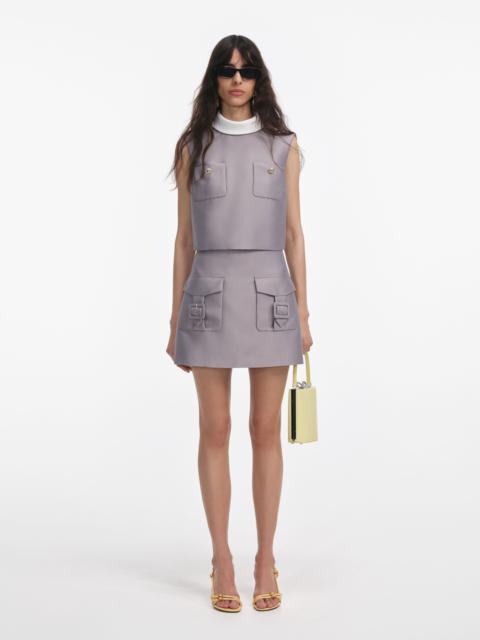 self-portrait Grey Taffeta Top